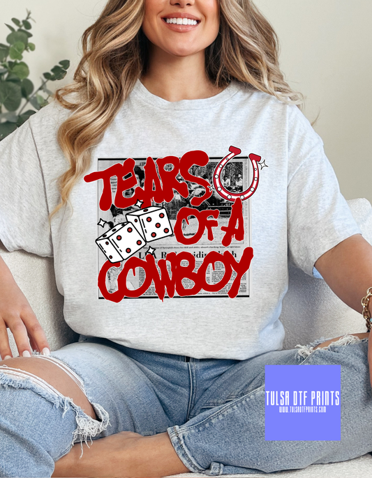 DTF COWBOY DICE RED TRANSFER