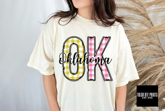 DTF OKLAHOMA PASTEL GINGHAM/PLAID TRANSFER