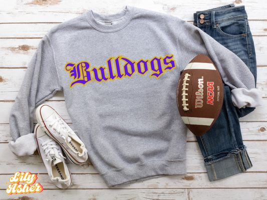 DTF BULLDOGS PURPLE/GOLD DUKE DESIGN TRANSFER