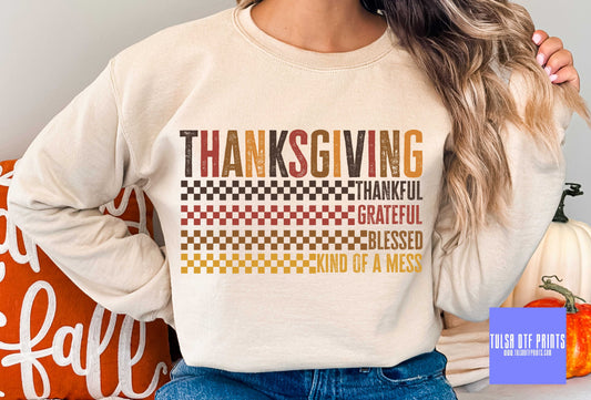 DTF THANKSGIVING CHECKERED LINES TRANSFER