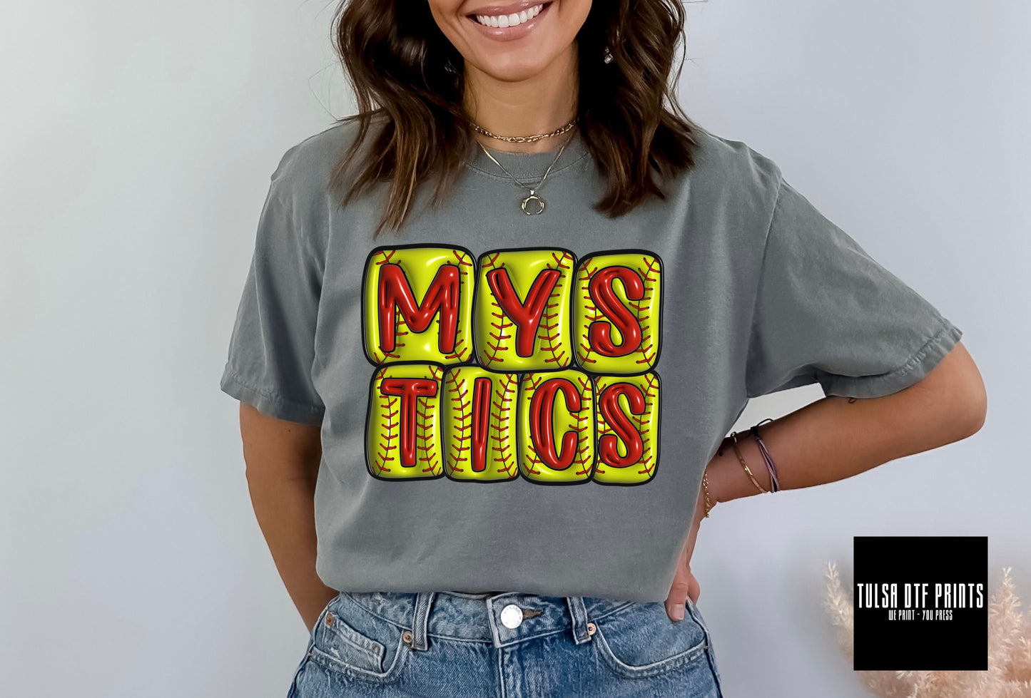 DTF MYSTICS SOFTBALL 3D INFLATED LETTERS TRANSFER