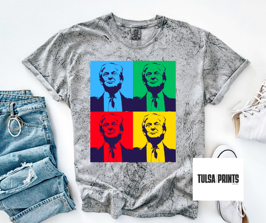 DTF TRUMP RETRO COLORS COLLAGE TRANSFER