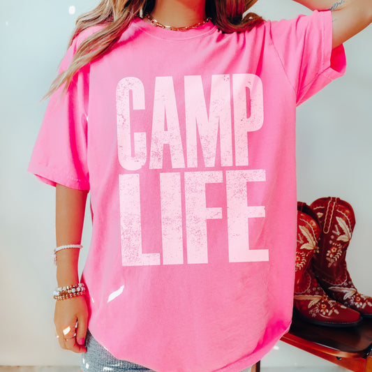 DTF Camp Life Super Faded Distressed transfer