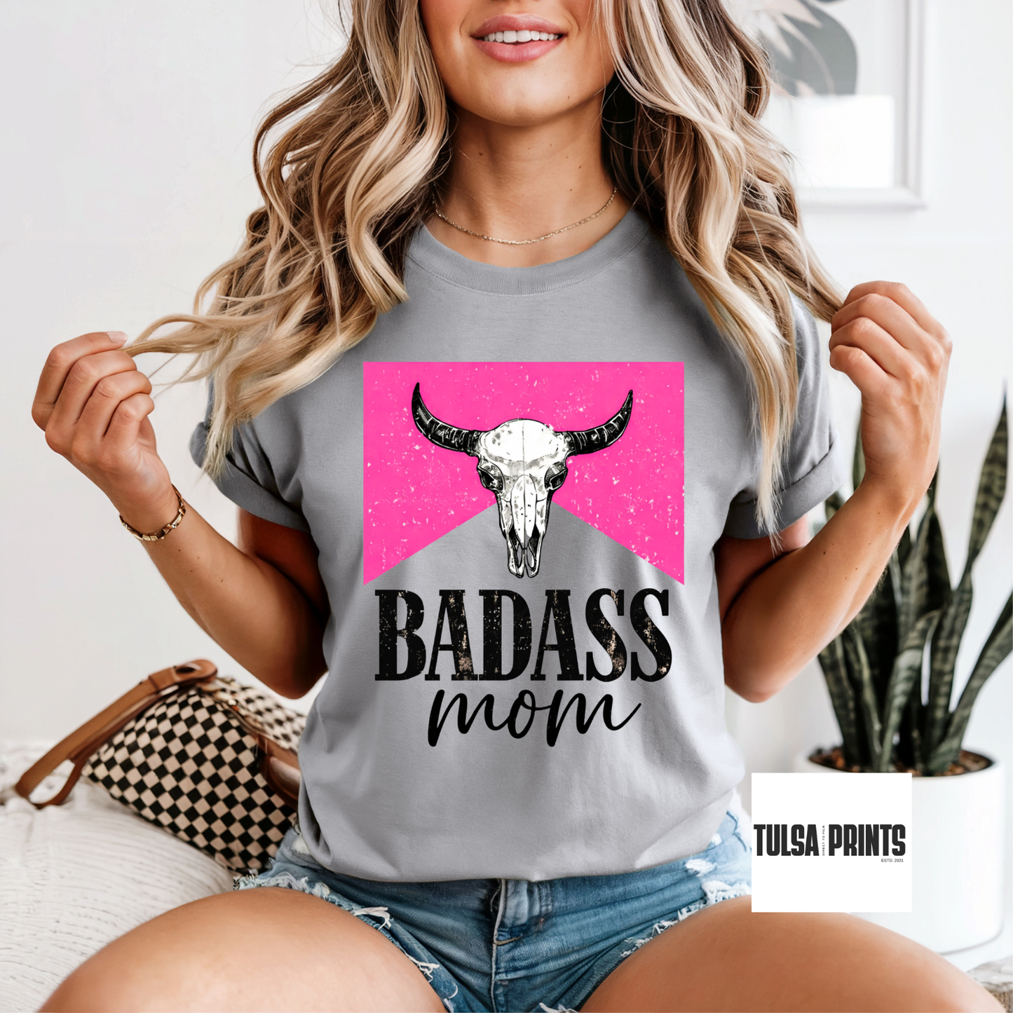 DTF BADASS MOM HOT PINK TRANSFER