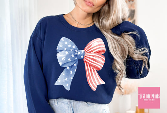 DTF USA FLAG BOW COQUETTE TRANSFER