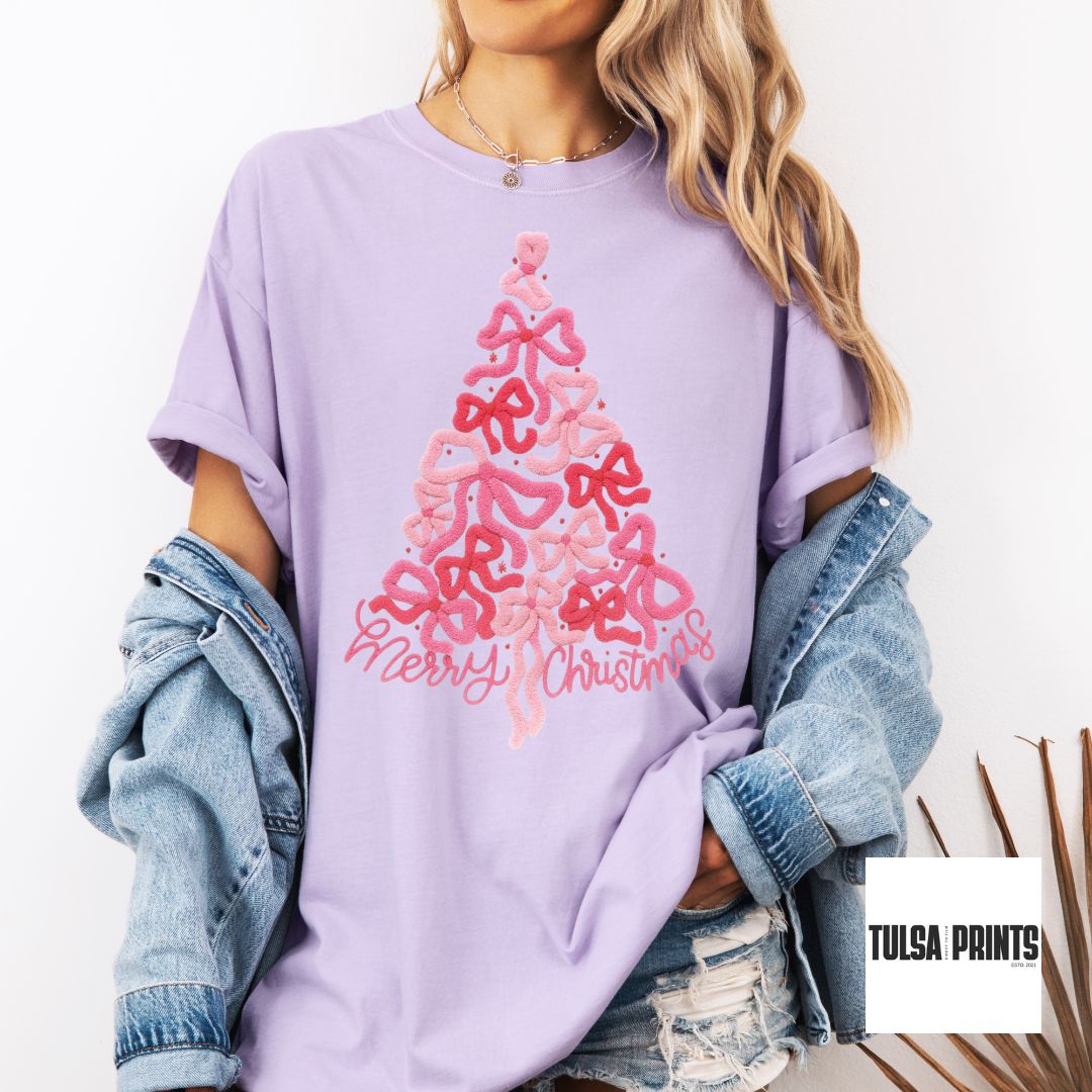 DTF COQUETTE CHRISTMAS TREE FAUX LATCH HOOK TRANSFER