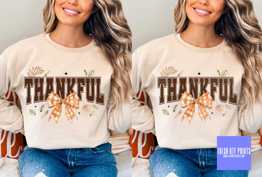 DTF THANKFUL COQUETTE ORANGE GINGHAM TRANSFER