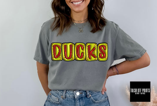 DTF DUCKS SOFTBALL 3D INFLATED LETTERS TRANSFER