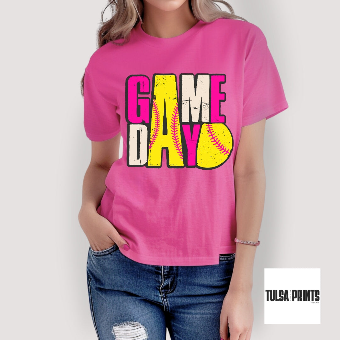DTF PINK & CREAM SOFTBALL GAME DAY TRANSFER