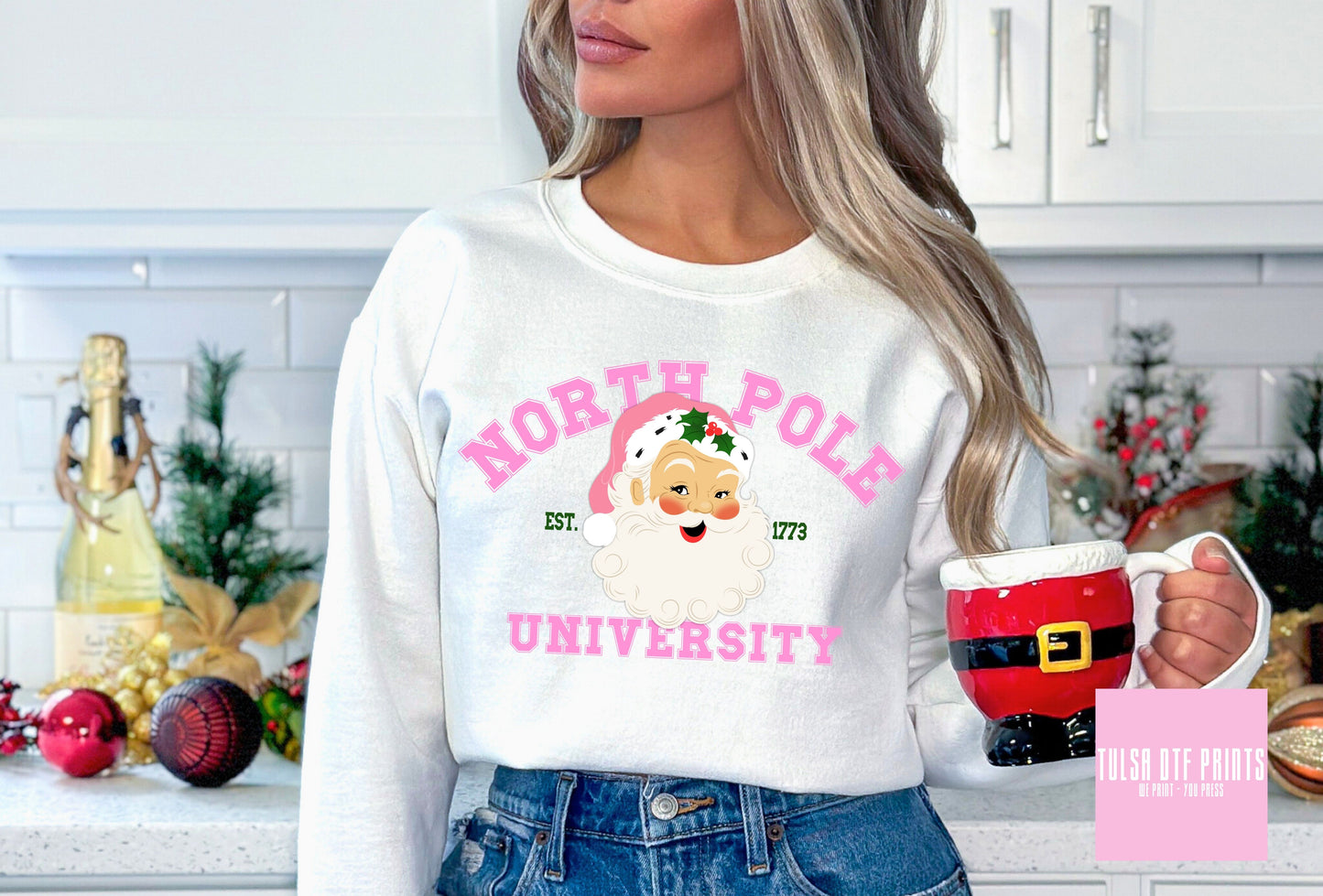 DTF VINTAGE NORTH POLE UNIVERSITY (2 COLORS AVAIL.) TRANSFER