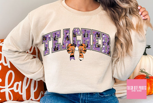 DTF HALLOWEEN TEACHER COQUETTE PENCIL (2 COLORS AVAL.) TRANSFER
