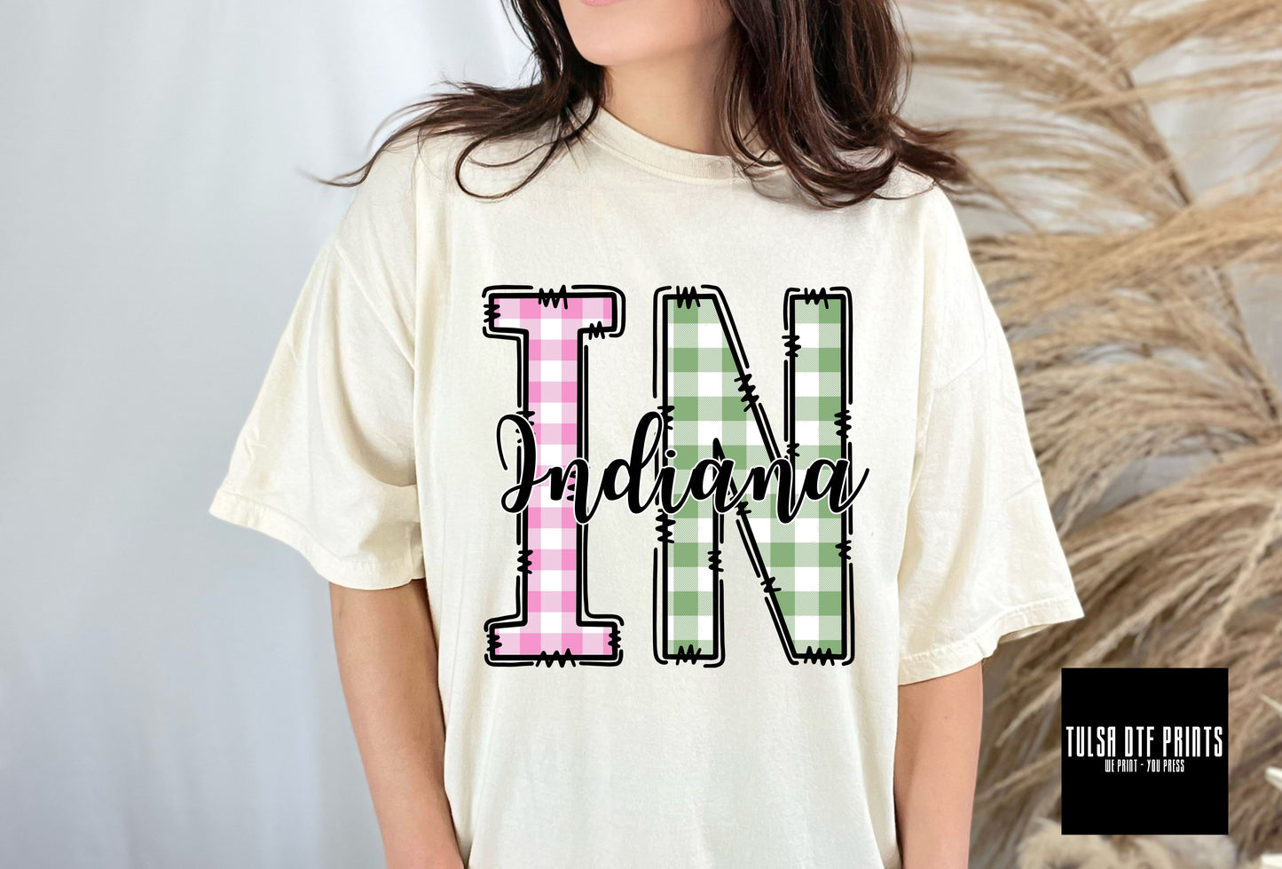DTF INDIANA PASTEL GINGHAM/PLAID TRANSFER