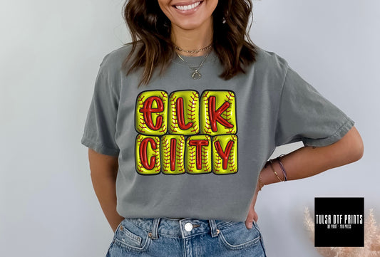DTF ELK CITY SOFTBALL 3D INFLATED LETTERS TRANSFER