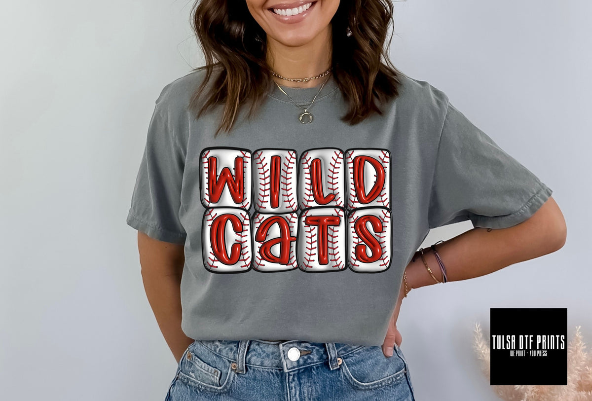 DTF WILDCATS BASEBALL 3D INFLATED LETTERS TRANSFER