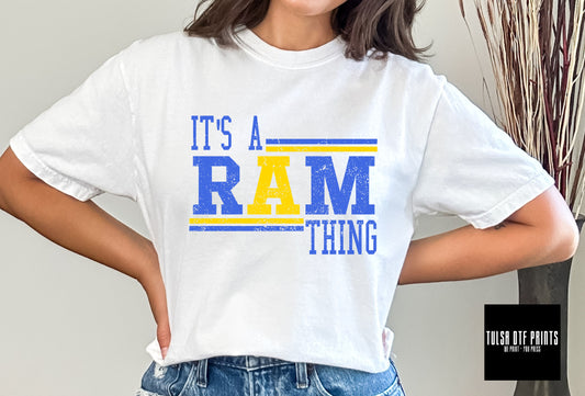 DTF IT'S A RAM THING ROYAL/YELLOW TRANSFER