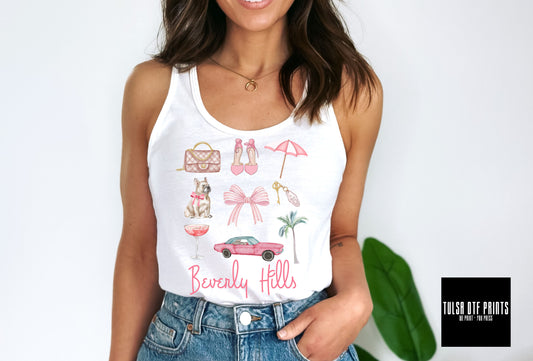 DTF BEVERLY HILLS PINK COLLAGE TRANSFER