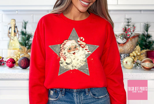DTF VINTAGE SANTA STAR TRANSFER