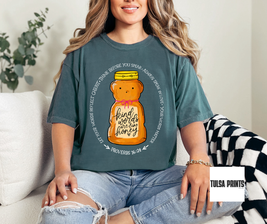 DTF KIND WORDS HONEY TRANSFER