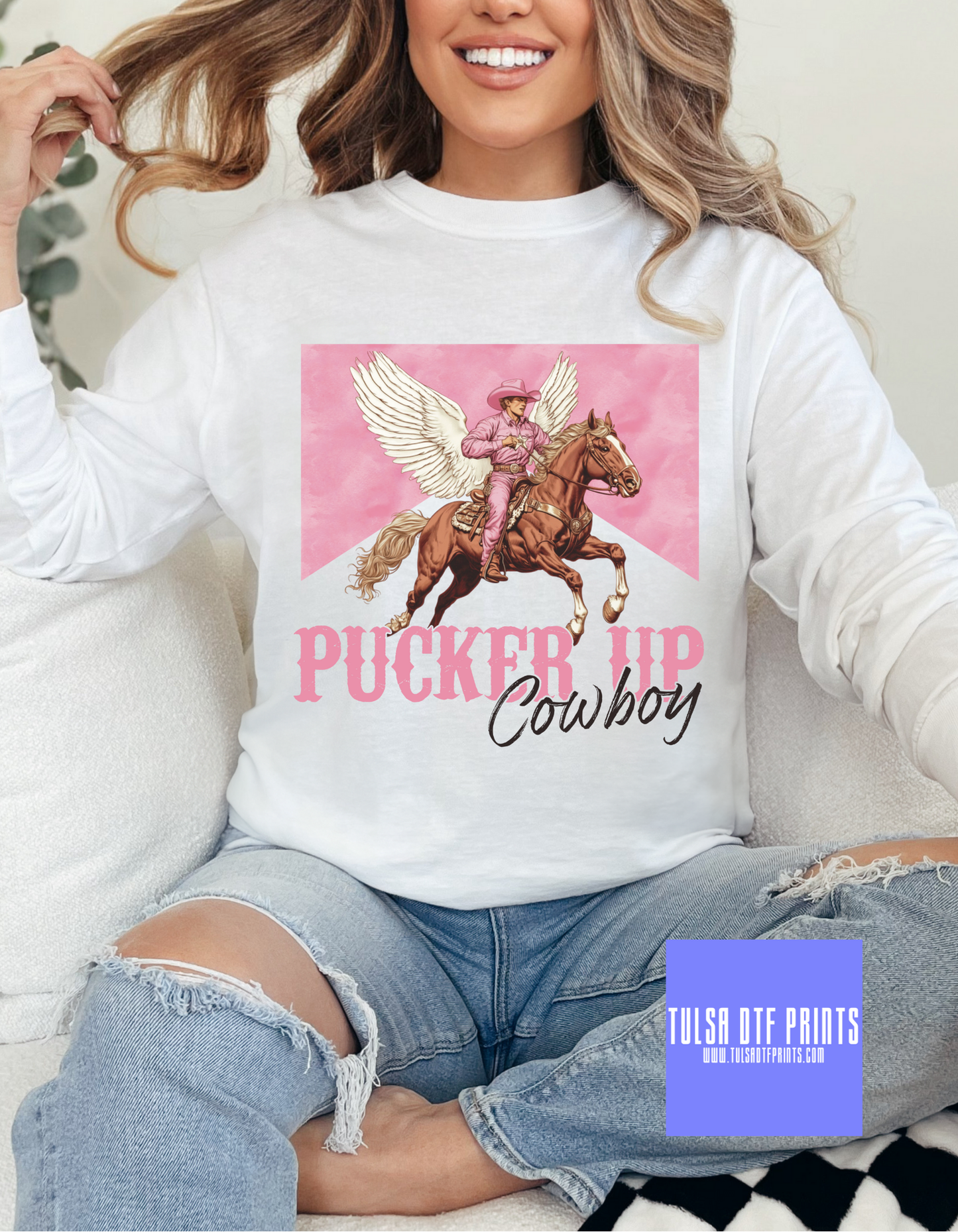 DTF PUCKER UP COWBOY WINGS TRANSFER