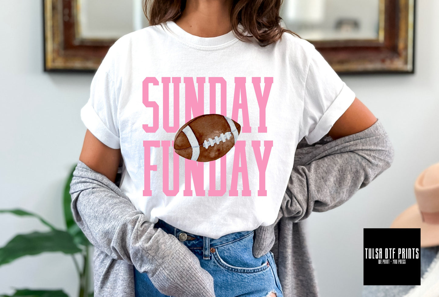 DTF SUNDAY FUNDAY FOOTBALL PINK TRANSFER