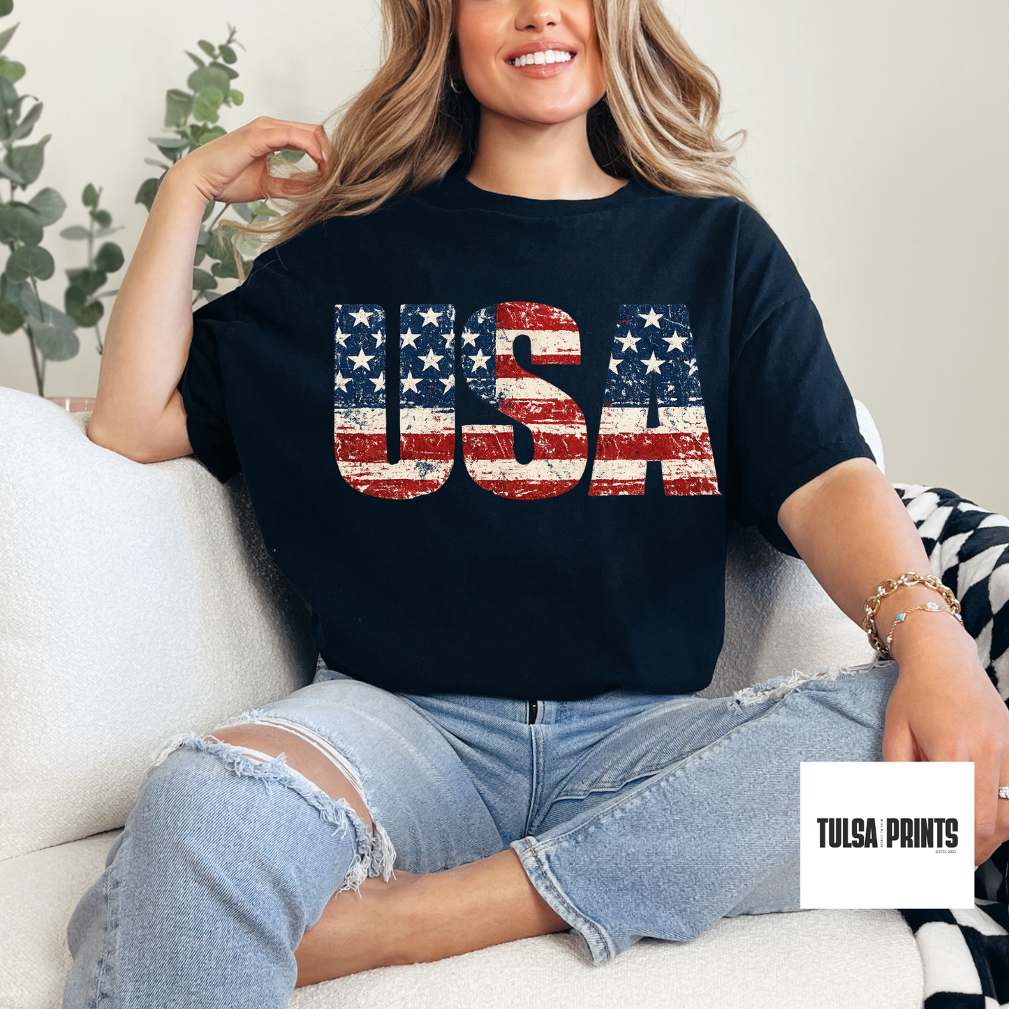 DTF USA DISTRESSED FLAG TRANSFER