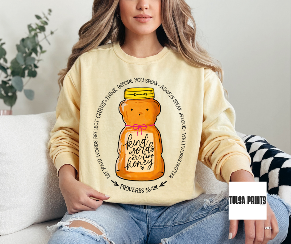 DTF KIND WORDS HONEY TRANSFER
