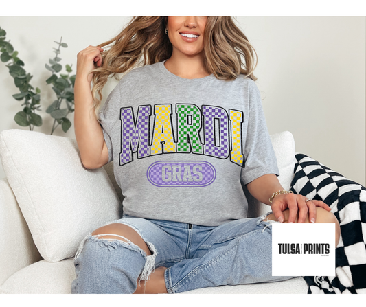 DTF CHECKERED MARDI GRAS TRANSFER