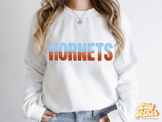 DTF HORNETS ROYAL BLUE/ORANGE GAME DAY SPLIT DESIGN TRANSFER