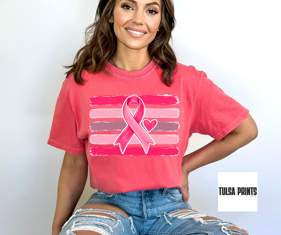 DTF PAINTED PINK RIBBON TRANSFER
