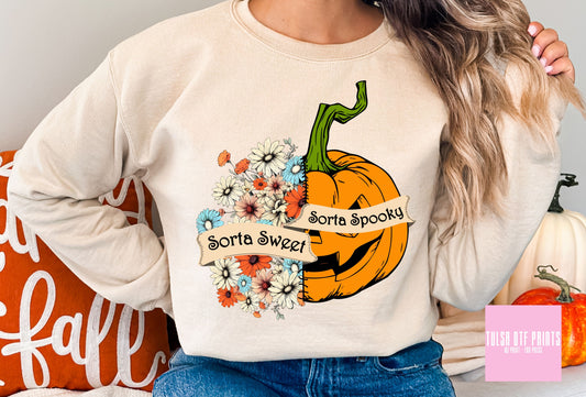 DTF SWEET SPOOKY FLORAL PUMPKIN TRANSFER