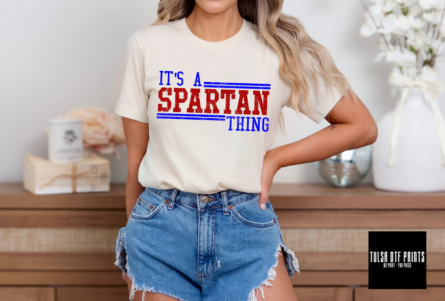 DTF IT'S A SPARTAN THING ALL BLUE + RED TRANSFER