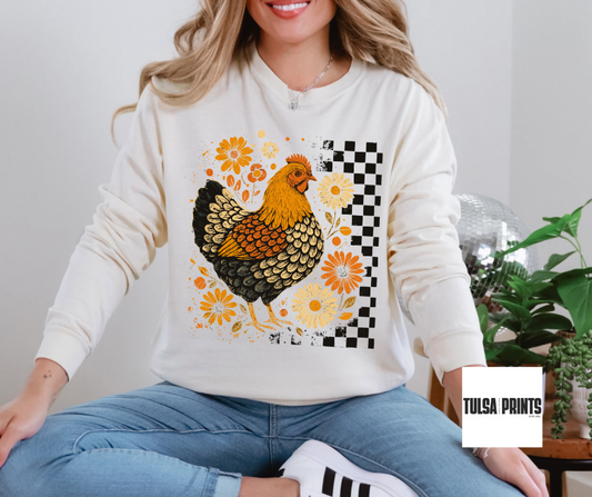 DTF CHICKEN FLORAL & CHECKERED TRANSFER