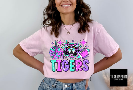 DTF TIGERS NEON PINK/PURPLE GAME DAY MASCOT TRANSFER