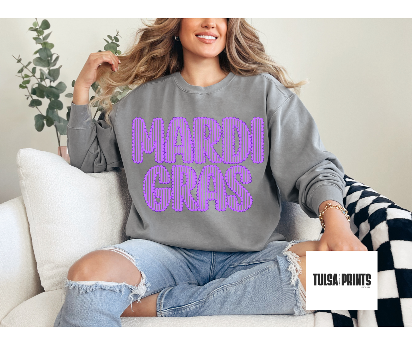 DTF CHECKERED MARDI GRAS TRANSFER