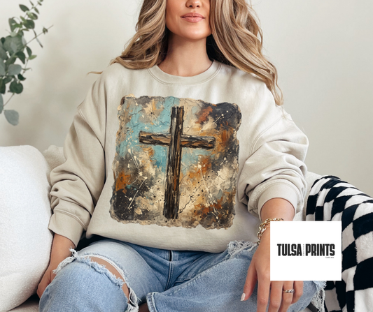 DTF WEATHERED CROSS TRANSFER