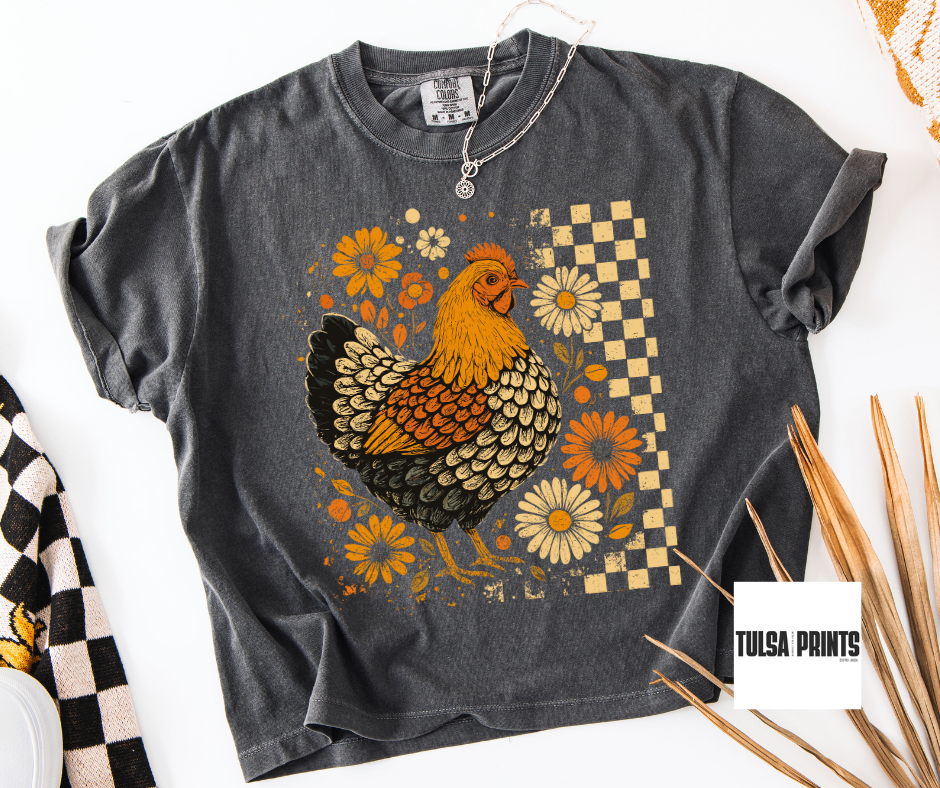 DTF CHICKEN FLORAL & CHECKERED TRANSFER