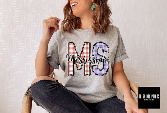 DTF MISSISSIPPI PASTEL GINGHAM/PLAID TRANSFER