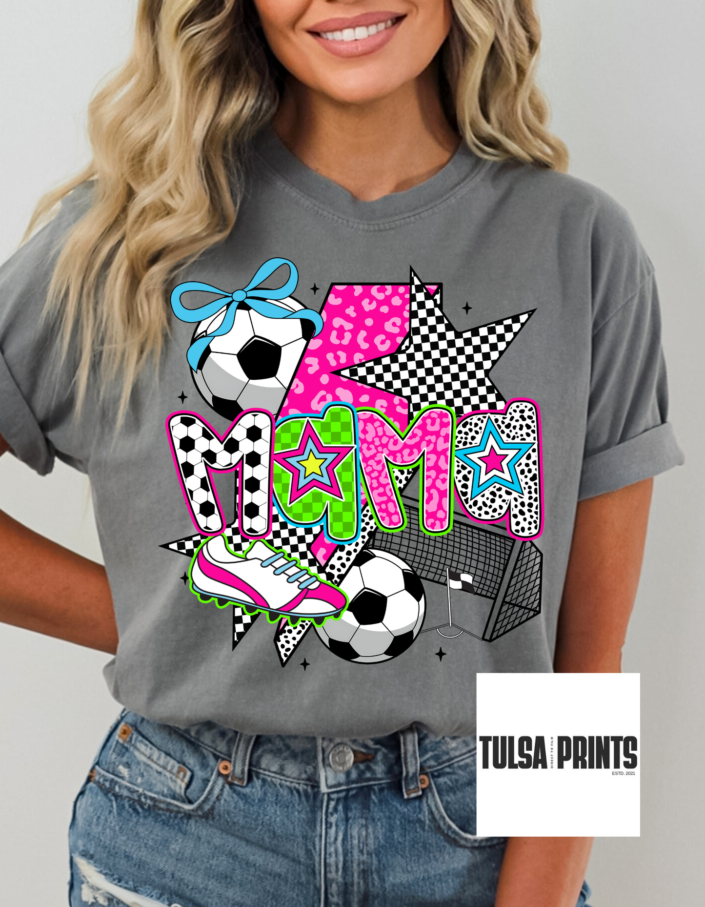 DTF MAMA SOCCER PREPPY RETRO STYLE TRANSFER