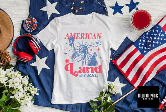 DTF AMERICAN LAND OF THE FREE RETRO TRANSFER