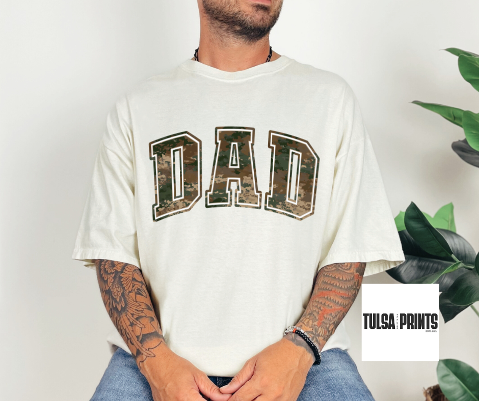 DTF DISTRESSED CAMO DAD TRANSFER