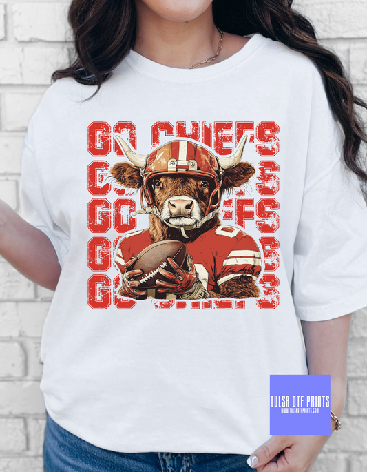 GO CHIEFS HIGHLAND COW DTF TRANSFER