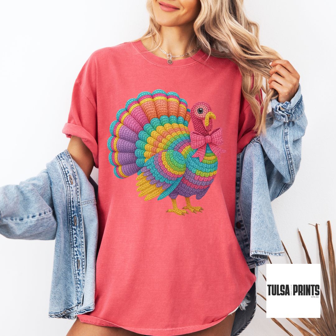 DTF COQUETTE TURKEY FAUX CROCHET TRANSFER (3 COLOR OPTIONS AVAIL.)