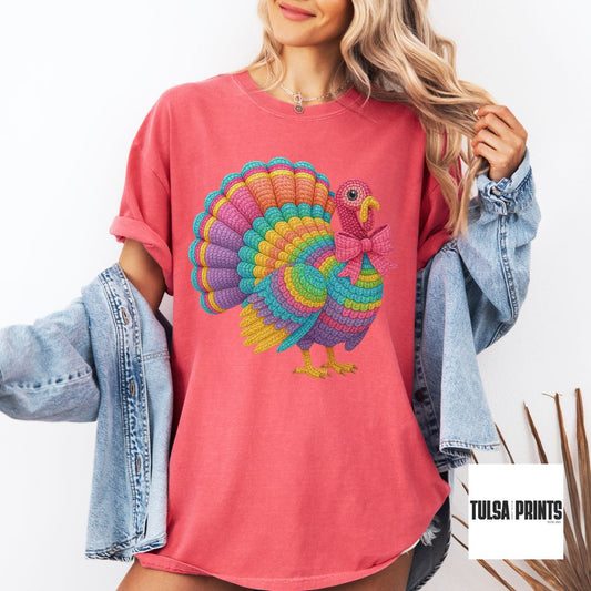DTF COQUETTE TURKEY FAUX CROCHET TRANSFER (3 COLOR OPTIONS AVAIL.)