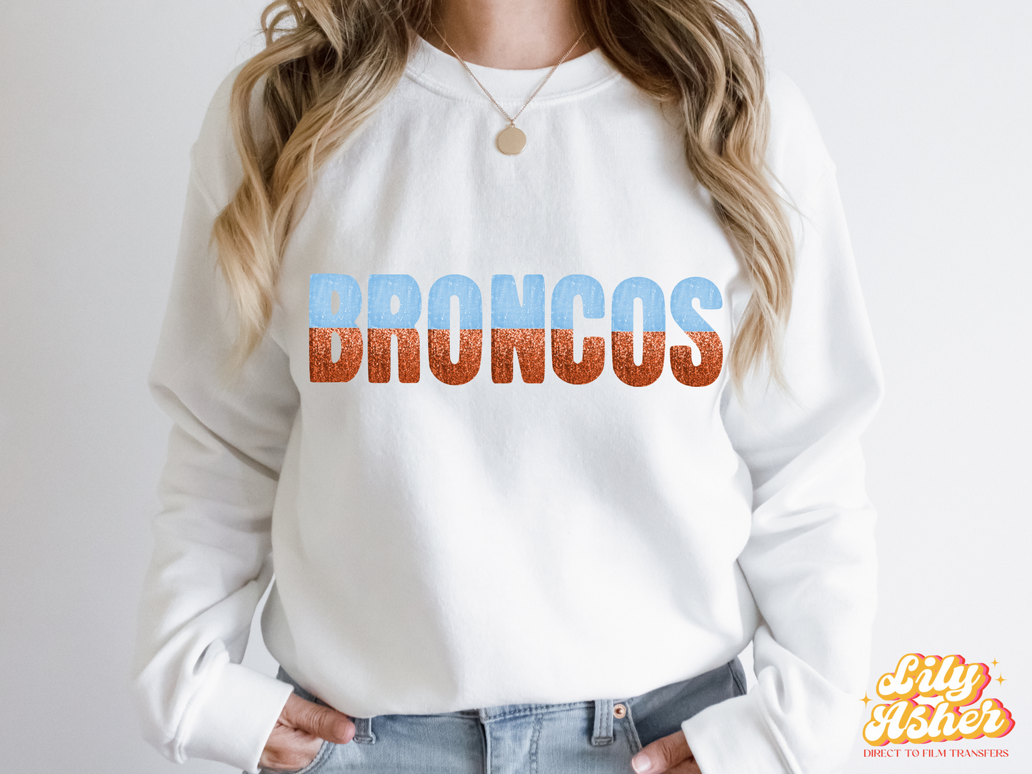 DTF BRONCOS ROYAL BLUE/ORANGE GAME DAY SPLIT DESIGN TRANSFER