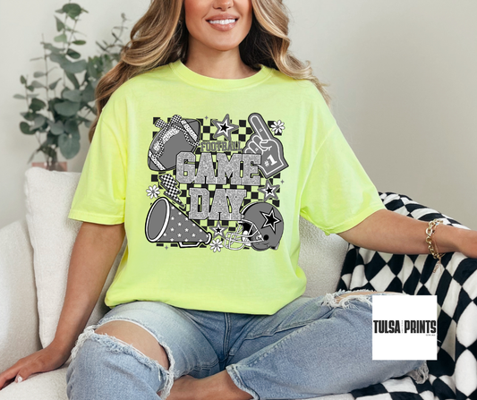 DTF FOOTBALL GAME DAY RETRO CHECKERED TRANSFER
