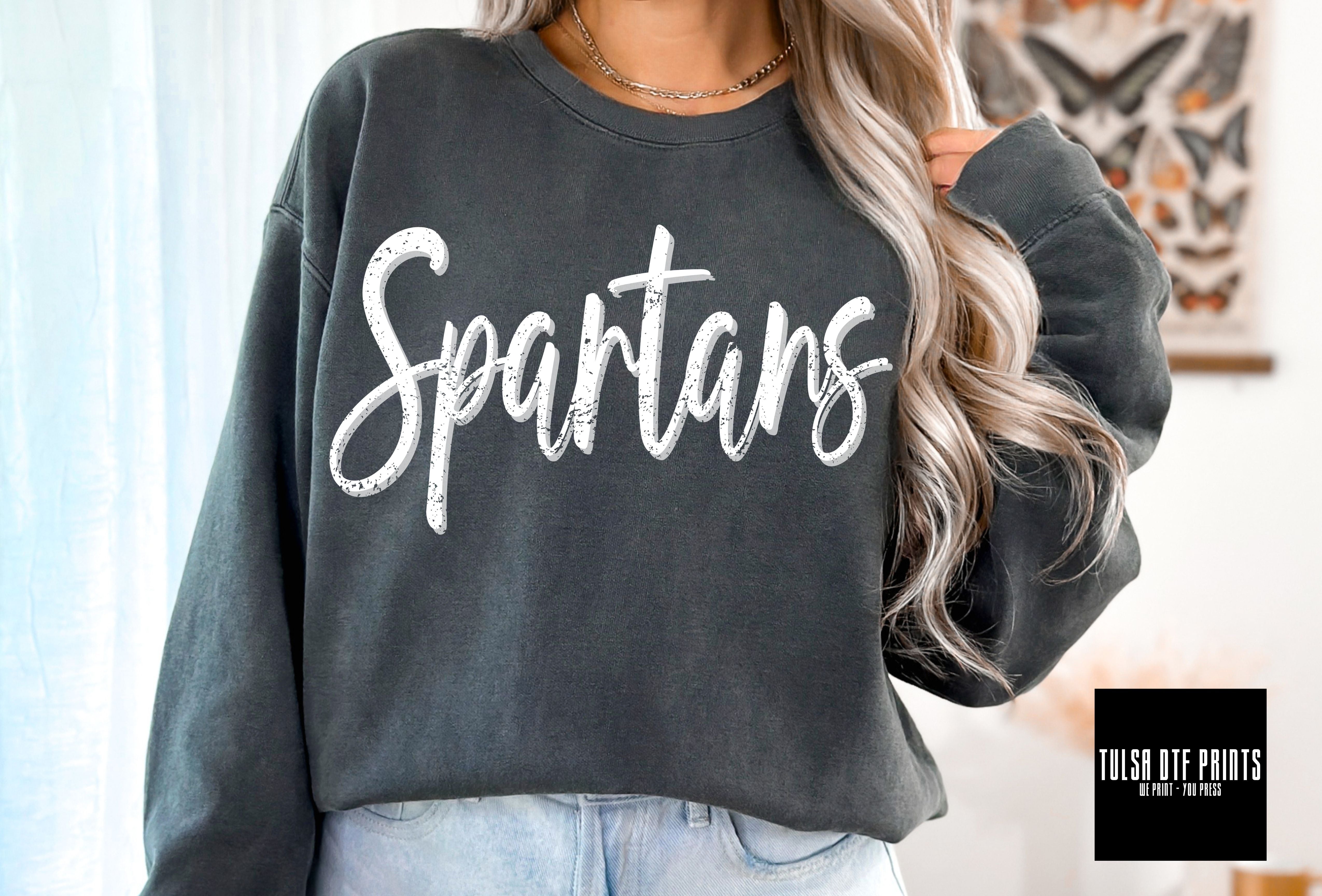 DTF SPARTANS CURSIVE SHADOW GAME DAY TRANSFER – Tulsa DTF Prints