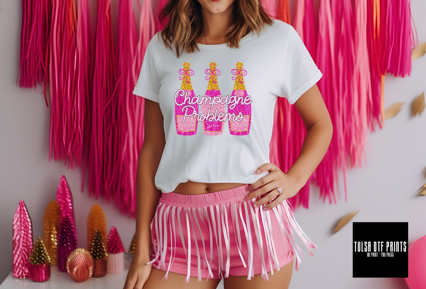 DTF CHAMPAGNE PROBLEMS FAUX GLITTER TRANSFER