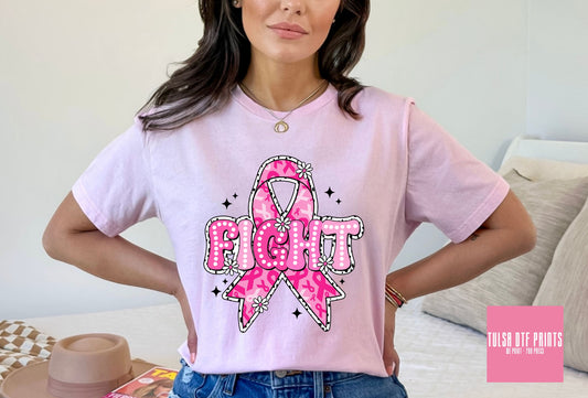 DTF FIGHT PINK RIBBON TRANSFER