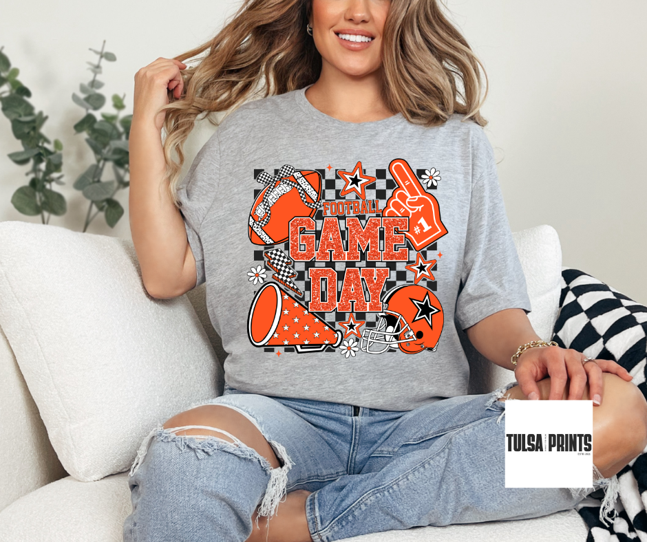DTF FOOTBALL GAME DAY RETRO CHECKERED TRANSFER