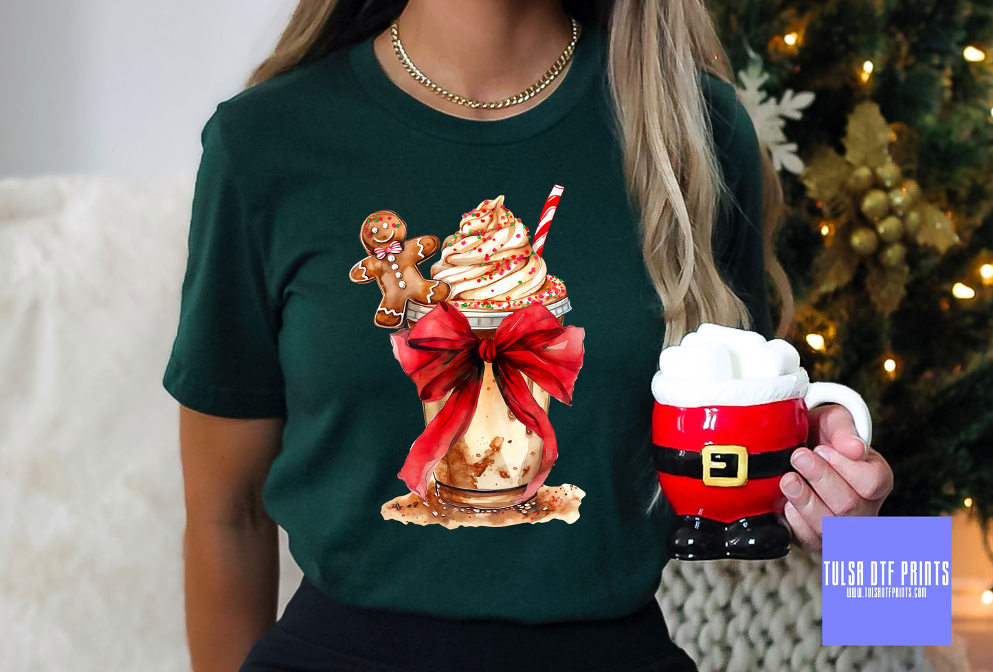 DTF CHRISTMAS COFFEE W/ GINGERBREAD MAN TRANSFER